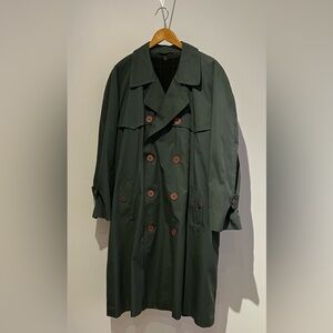 Vintage YSL Green Trench Coat - Size 50 - Removable Lining - Missing Belt